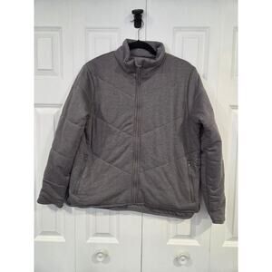 Three Dots Quilted Knit Cozy Jacket Gray Large